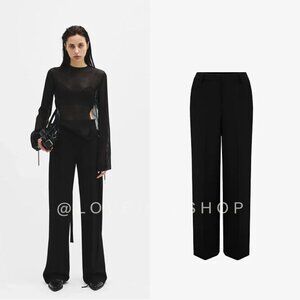 Ann Demeulemeester Wide-Leg Wool Trousers | Sculptural Minimalism in Goth Black